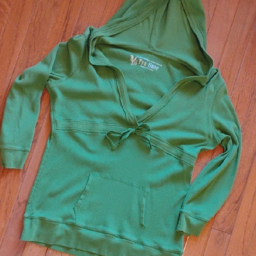 Victoria's Secret Green V-Neck Hoodie